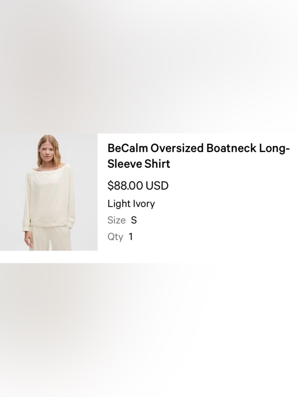 Lululemon Like New BeCalm Oversized Boatneck Long-Sleeve - Light Ivory